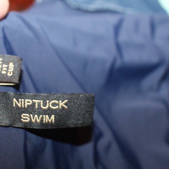 NipTuck One Piece Swimsuit Ruffled Neckline Navy Marine Size 8 - Picture 7 of 8